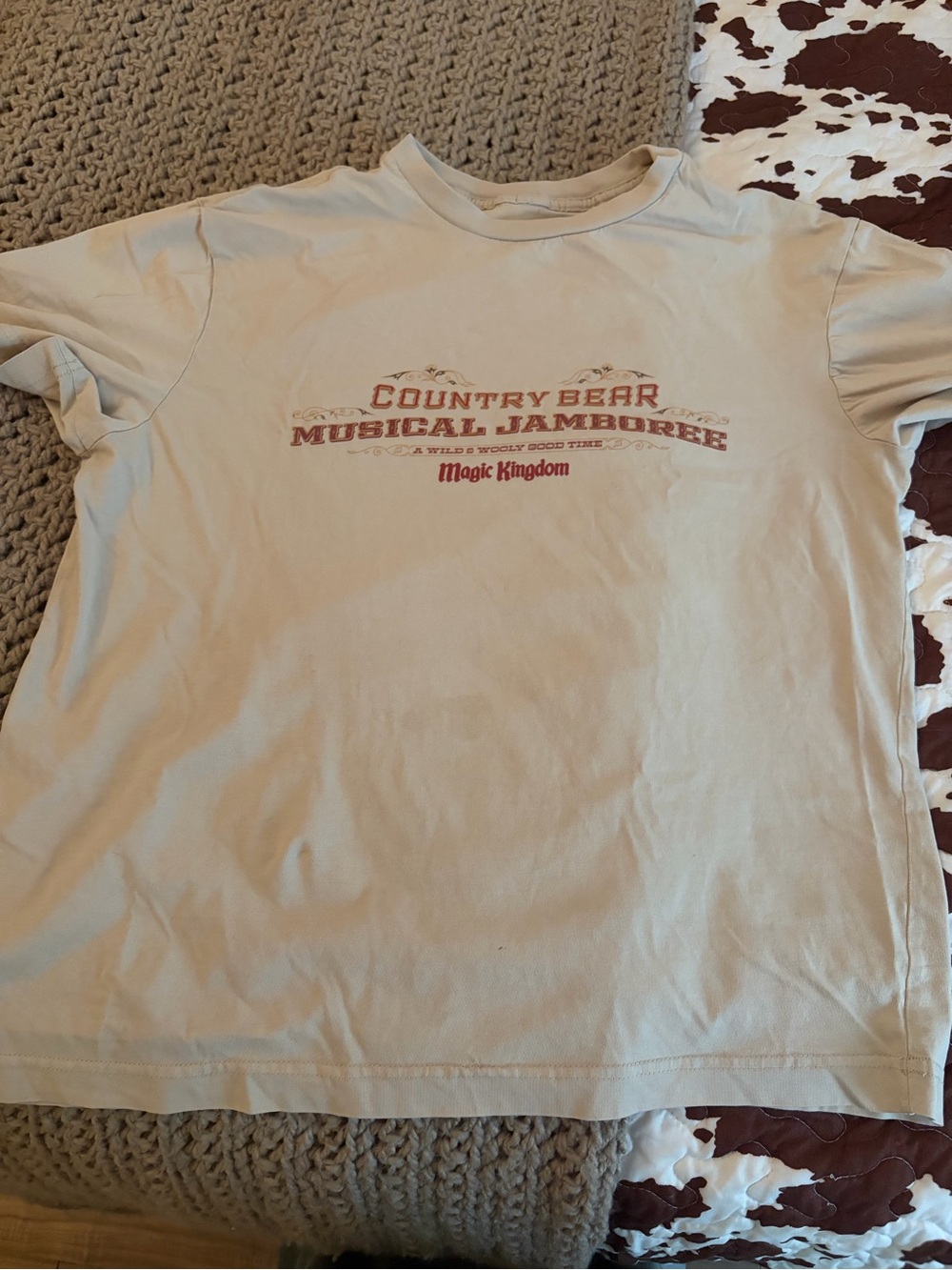 Country Bear Musical Jamboree Graphic Tee - Light Beige with Red Print